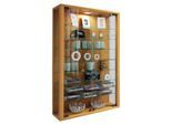Wandvitrine Vitrosa Mini, mit LED-Beleuchtung, 8 Einlegeböden, 2 Flügeltüren, B 590 x T 180 x H 910 mm, Glas & Holz, Buche-Dekor