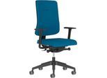 Bürostuhl NowyStyl UTILA, mit Armlehnen, Synchronmechanik, Muldensitz, sitzhöhen-/tiefenverstellbar, Rückenlehne gepolstert, blau/blau