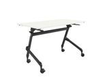 Klappbarer Schreibtisch, mit 4 feststellbaren Rollen, Rechteck, Rundrohr, B 1200 x T 600 x H 720 mm, weiß/schwarz