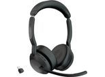 Headset Jabra Evolve2 55 link380c Stereo, Reichweite bis 30 m, bis 10 h, UC-optimiert, schwarz