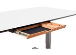 Zubehörschublade für die Montage unter Schreibtischen, kugelgelagert, Kabelführung, herausnehmbare Filzmatte, B 585 x T 243 x H 43 mm, Bambusholz