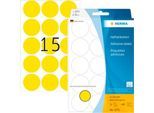 HERMA Klebepunkte 2271, Ø 32 mm, selbstklebend, permanenthaftend, per Hand beschreibbar, 480 Stück auf 32 Blatt, FSC®-Papier, gelb