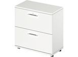 Schäfer Shop Genius Hängeregistraturschrank TETRIS WOOD, 2 OH, B 800 x T 421 x H 800 mm, Höhe inkl. Gleiter, weiß