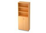 Regalschrank 6 OH, 3 OH geschlossen, B 800 x T 420 mm, Buche-Dekor