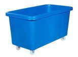Rechteckbehälter, Kunststoff, fahrbar, 450 l, blau