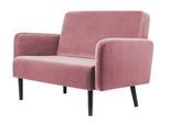Zweisitzer Sofa meet by Paperflow LISBOA, Samtbezug pink, Fußgestell schwarz, B 1240 x T 815 x H 830 mm