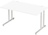 Schäfer Shop Select Schreibtisch COMBITEC, Rechteck, C-Fuß, B 1600 x T 800 x H 677-817 mm, weiß/weißaluminium