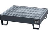 Auffangwanne Schäfer Shop Pure 60-2/M, für 4 x 60 Liter Fässer, mit verzinktem Gitterrost, L 910 x B 800 x T 220 mm, unterfahrbar, Stahl, anthrazit RAL 7016
