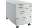 Schäfer Shop Genius Rollcontainer 1233, Griffe eckig, B 435 x H 577 mm, weißalu/lichtgrau/lichtgrau