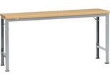 Manuflex Grundtisch UNIVERSAL Spezial, 1750 x 800 mm, Multiplex natur, alusilber
