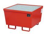 Auffangwanne BAUER AM-1, mit Gitterrost, Stahl, 215 l, B 800 x T 800 x H 545 mm, rot