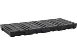 Auffangwanne für Kleingebinde CEMO 13/6, Volumen 44 l, für Regalfachmaß 1300 x 600 mm, mit Gitterrost, mit Zulassung, stapelbar, Polyethylen, schwarz