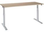 Schäfer Shop Select Schreibtisch ERGO-T 2.0, elektrisch höhenverstellbar, Rechteck, T-Fuß, B 1800 x T 800 x H 640-1300 mm, Eiche-Dekor/weißalu
