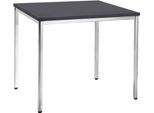 Konferenztisch, bis 4 Personen, Quadrat, 4-Fuß Quadratrohr, B 800 x T 800 x H 720 mm, schwarz/chromsilber