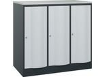 C+P Garderobenschrank Resisto, 3 Abteile, 3 Fächer, B 1148 x T 640 x H 1077 mm, Anthrazitgrau/Lichtgrau
