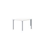 Schäfer Shop Genius Konferenztisch MODENA FLEX, Trapez, 4-Fuß Rundrohr, B 1600 x T 800 x H 720-840 mm, weiß/weißaluminium RAL 9006
