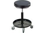 Drehhocker ASSISTENT, mit Rollen und Ablage, Sitz PU-Schaum