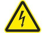 moedel Warnzeichen „Warnung vor elektrischer Spannung“, nach ISO 7010 W012, Folie selbstklebend, Seitenlänge 200 mm