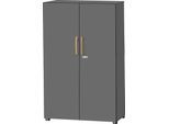 Schäfer Shop Select Schrank Start Off Wood, 4 OH, abschließbar, B 800 x T 420 x H 1514 mm, Holz, graphit