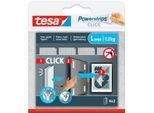tesa® Powerstrips CLICK LARGE, 7,2 kg, 4 x 2 Streifen, selbstklebend, für flache Wanddeko
