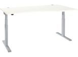 Schäfer Shop Select Schreibtisch ERGO-T 2.0, elektrisch höhenverstellbar, Freiform Ansatz rechts, T-Fuß, B 1800x H 640-1300 mm, weiß/weißalu