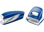 LEITZ® Bürolocher + Tischheftgerät SET, blau