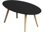 Beistelltisch SCANDI, oval, 4-Fuß Gestell aus Massivholz, B 850 x T 500 x H 350 mm, schwarz/Buche