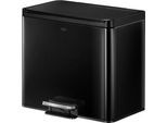 EKO Treteimer Essential Recycler, 2 x 15 Liter, Edelstahl, fingerabdrucksicher, Stay-open-Funktion, B 462 x T 338 x H 411 mm, schwarz