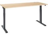Schäfer Shop Select Schreibtisch ERGO-T 2.0, elektrisch höhenverstellbar, Rechteck, T-Fuß, B 1800 x T 800 x H 715-1205 mm, Ahorn/anthrazit
