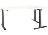 Schäfer Shop Select Winkelschreibtisch ERGO-T 2.0, elektrisch höhenverstellbar, 90° Winkel rechts, T-Fuß, B 2000 mm, weiß/anthrazit