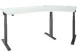 Schäfer Shop Select Winkelschreibtisch ERGO-T 2.0, elektrisch höhenverstellbar, 135° Winkel rechts, T-Fuß, B 2185 mm, lichtgrau/anthrazit