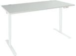 Schäfer Shop Genius Schreibtisch AERO FLEX, elektrisch höhenverstellbar, Rechteck, T-Fuß, B 1200 mm, lichtgrau/weißalu + Memorypanel