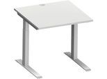 Schäfer Shop Genius Schreibtisch MODENA FLEX, C-Fuß-Rechteckrohr, B 800 x T 800 mm, lichtgrau/weißalu