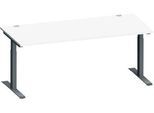 Schäfer Shop Genius Schreibtisch MODENA FLEX, Rechteck, T-Fuß Rechteckrohr, B 1800 x T 800 x H 650-850 mm, weiß/anthrazit