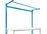 Aufbauportal m. Ausleger, Grundtisch STANDARD Arbeitstisch/Werkbank UNIVERSAL/PROFI, 2000 mm, lichtblau