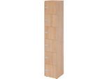 Schließfachschrank Topas Line, 6 Ordnerhöhen, 6 Fächer, Zahlenschloss, B 400 x T 420 x H 2156 mm, Nussbaum/Nussbaum