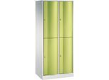 C+P Garderobenspind Resisto, 2 Abteile, 4 Fächer, B 772 x T 540 x H 1950 mm, Lichtgrau/Clowngrün