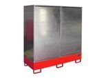 Gefahrstoffschrank BAUER GS-2, Stahlblech, unterfahrbar, für 2 x 200 l Fässer, B 1680 x T 690 x H 1780 mm, rot