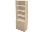 Schäfer Shop Genius Regal-Hängeregisterschrank-Kombination TETRIS WALL, B 800 x T 440 x H 2250 mm, Ahorn-Dekor