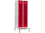 Schäfer Shop Select Kleiderspind, mit Sitzbank, 2 Abteile, 400 mm, Zylinderschloss, Tür rubinrot