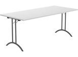 Schäfer Shop Select Klapptisch, Rechteck, Doppel-T-Fußgestell, Spezial-Klappbeschlag & Bodenausgleich, B 1800 x T 800 x H 720 mm, lichtgrau/anthrazit
