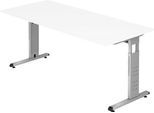 Schreibtisch ULM, C-Fuß, Rechteck, B 1800 x T 800 x H 650-850 mm, weiß
