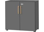 Schäfer Shop Select Schrank Start Off Wood, 2 OH, abschließbar, B 800 x T 420 x H 788 mm, Holz, graphit