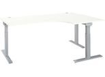 Schäfer Shop Select Winkelschreibtisch ERGO-T 2.0, 90° Winkel, Ansatz rechts, T-Fuß, B 2000 x T 1200/800 x H 675-895 mm, weiß/weißalu