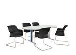 Schäfer Shop Select Besprechungstisch Planova Basic, Oval, T-Fuß, B 2000 x T 1000 x H 717 mm, weiß/weißaluminium RAL 9006