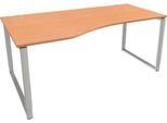 Schäfer Shop Genius Freiformschreibtisch MODENA FLEX, Bügelfuß, manuell höhenverstellbar, Ansatz links, B 1800 mm, Buche-Dekor