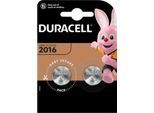 Knopfzellen Duracell CR2016, Lithium, 3 V, 75 mAh, Ø 20 x H 1,6 mm, 2 Stück