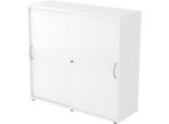 Schiebetürenschrank TARA, 3 Ordnerhöhen, B 1200 x T 400 x H 1180 mm, abschließ- & stapelbar, weiß