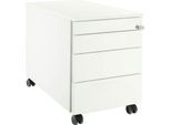 Schäfer Shop Select Rollcontainer 1233, 3 Schubladen, Utensilienauszug, mit Griffnut, weiß/weiß