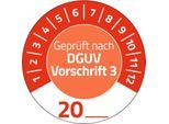 Avery Zweckform 7907 Prüfplaketten „DGUV Vorschrift 3“ 20__zum Selbereintragen, extrem robust, Ø 30 mm, 80 Stück/10 Bogen, Vinylfolie, rot